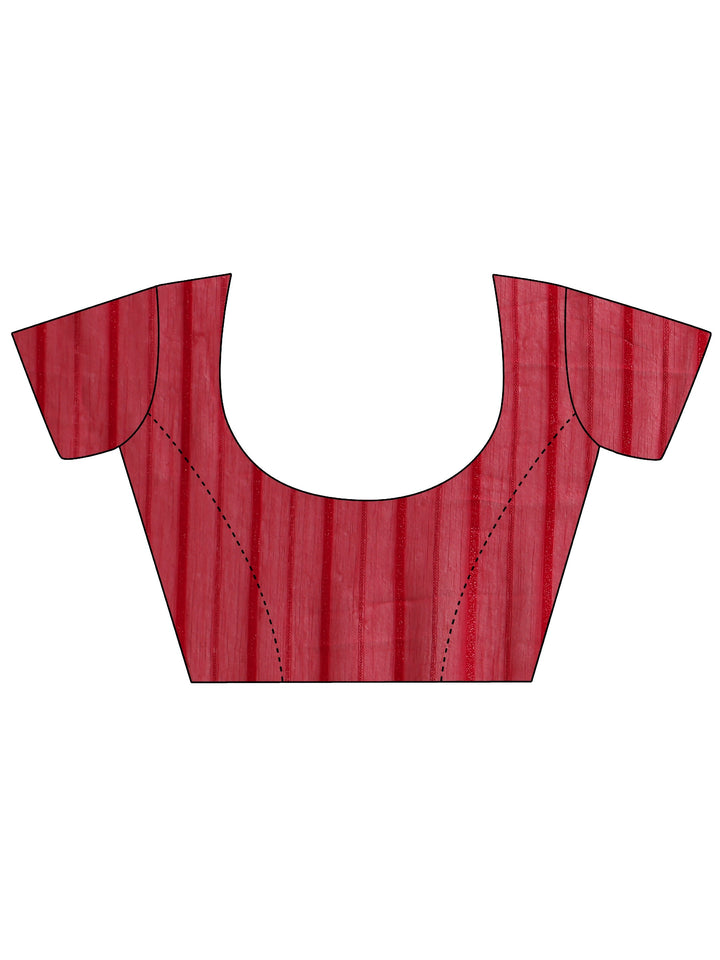 Libas Rani Pink Striped Embellished Chiffon Saree