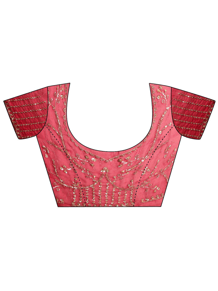 Libas Art Raspberry Pink Embellished Tissue Saree
