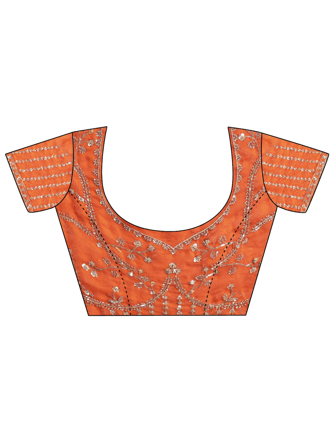 Libas Art Orange Embellished Tissue Saree