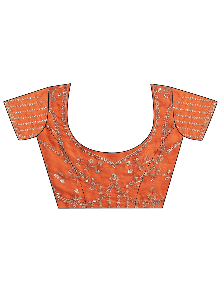 Libas Art Orange Embellished Tissue Saree