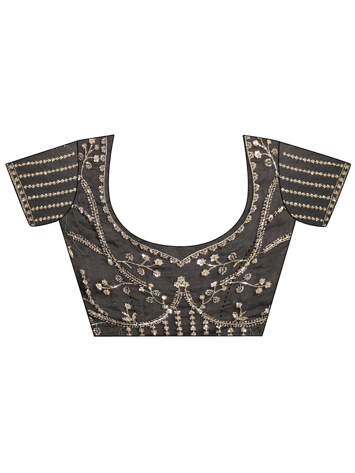 Libas Art Black Embellished Tissue Saree