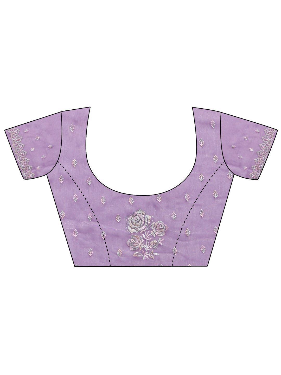 Libas Lavender Floral Embroidered Chiffon Saree