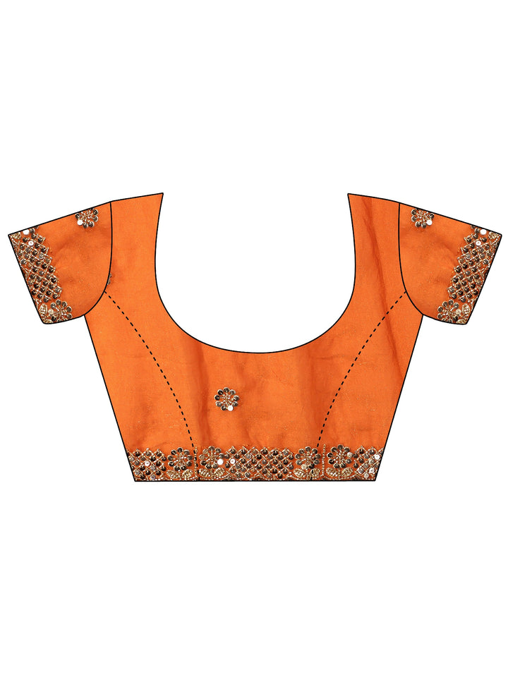 Libas Art Orange Embellished Tissue Saree