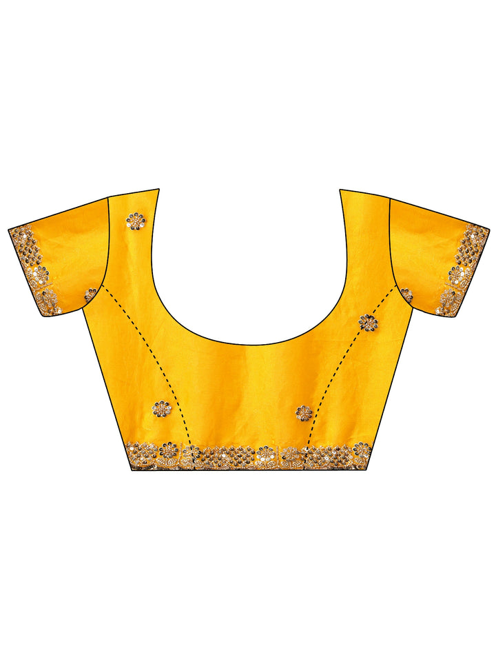 Libas Art Mustard Embellished Tissue Saree