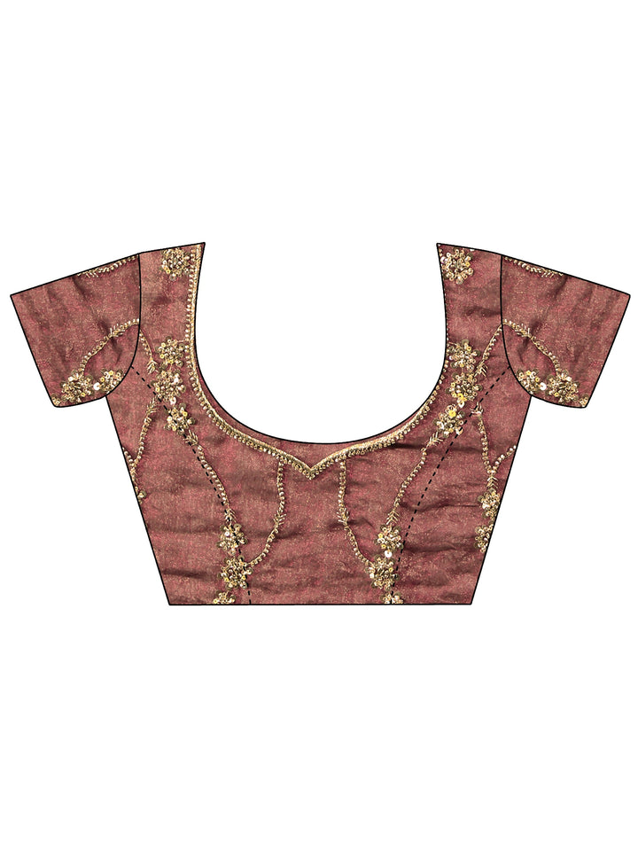 Libas Art Maroon Embellished Tissue Saree