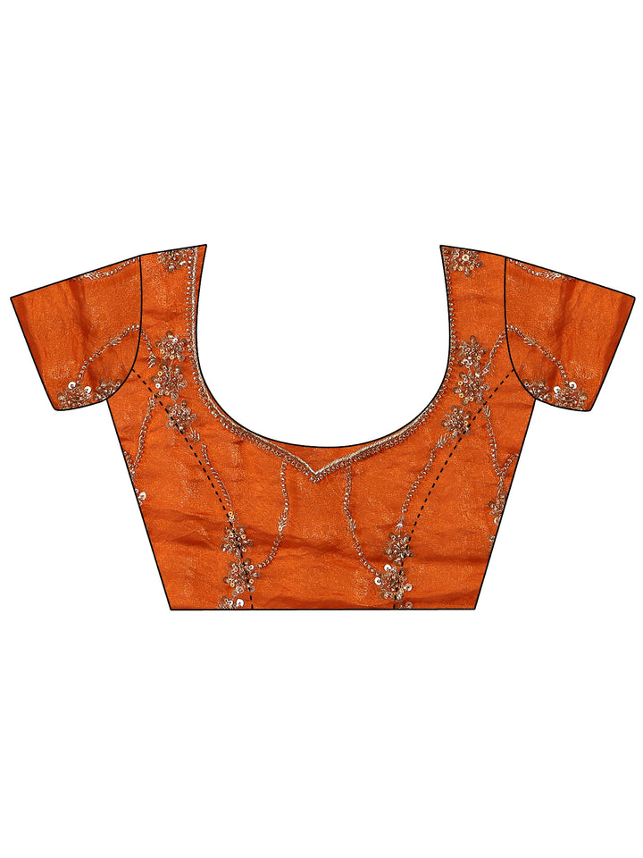 Libas Art Orange Embellished Tissue Saree