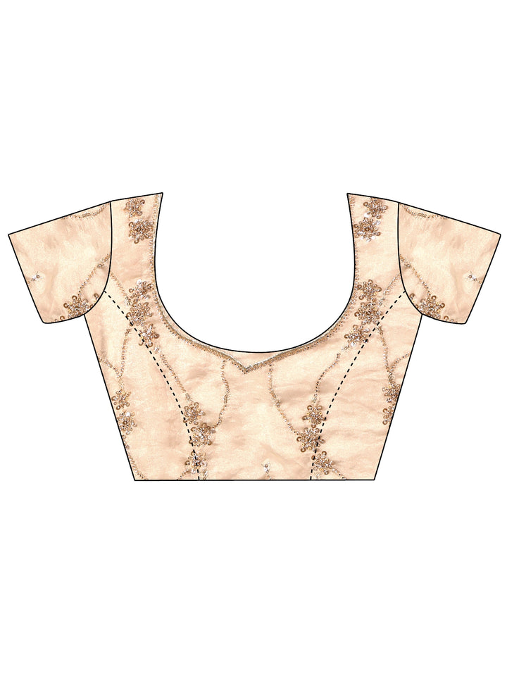Libas Art Cream Embellished Tissue Saree