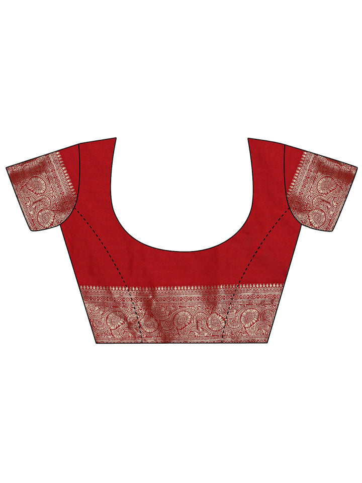 Libas Vermilion Red Banarasi Silk Blend Saree