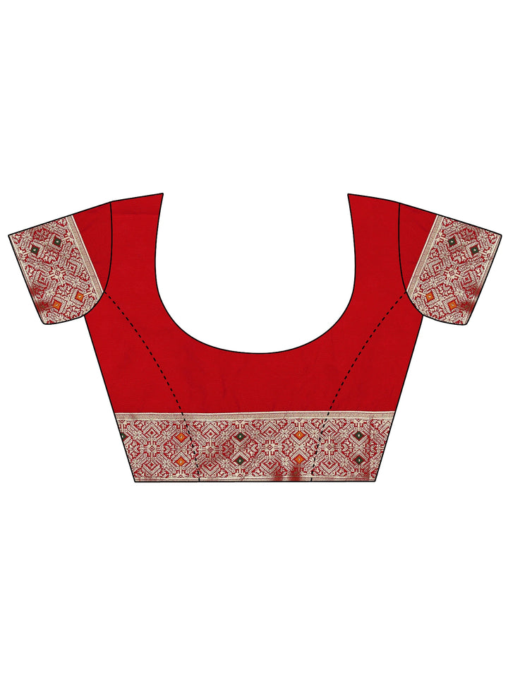 Libas Vermilion Red Banarasi Silk Blend Saree