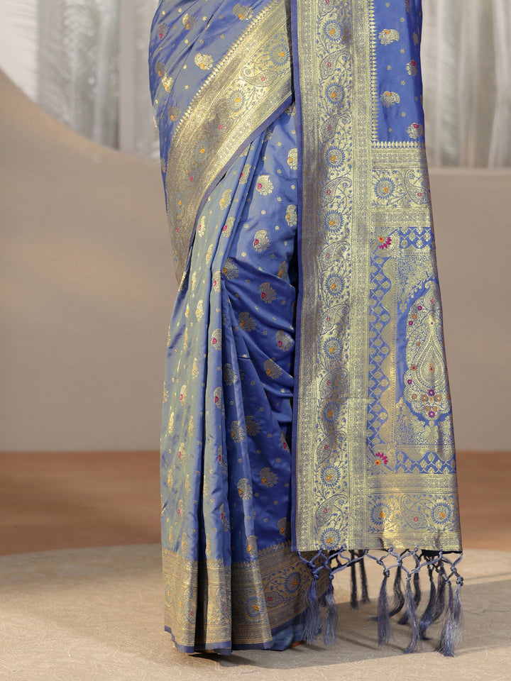 Libas Dusty Blue Banarasi Silk Blend Saree