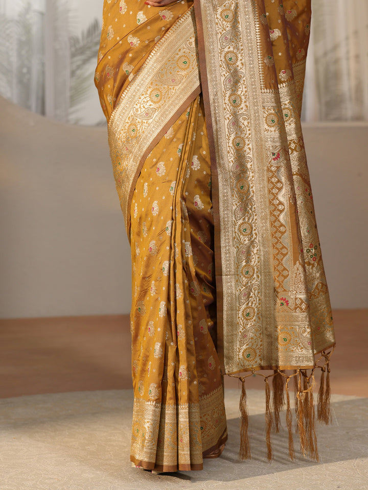 Libas Mustard Banarasi Silk Blend Saree