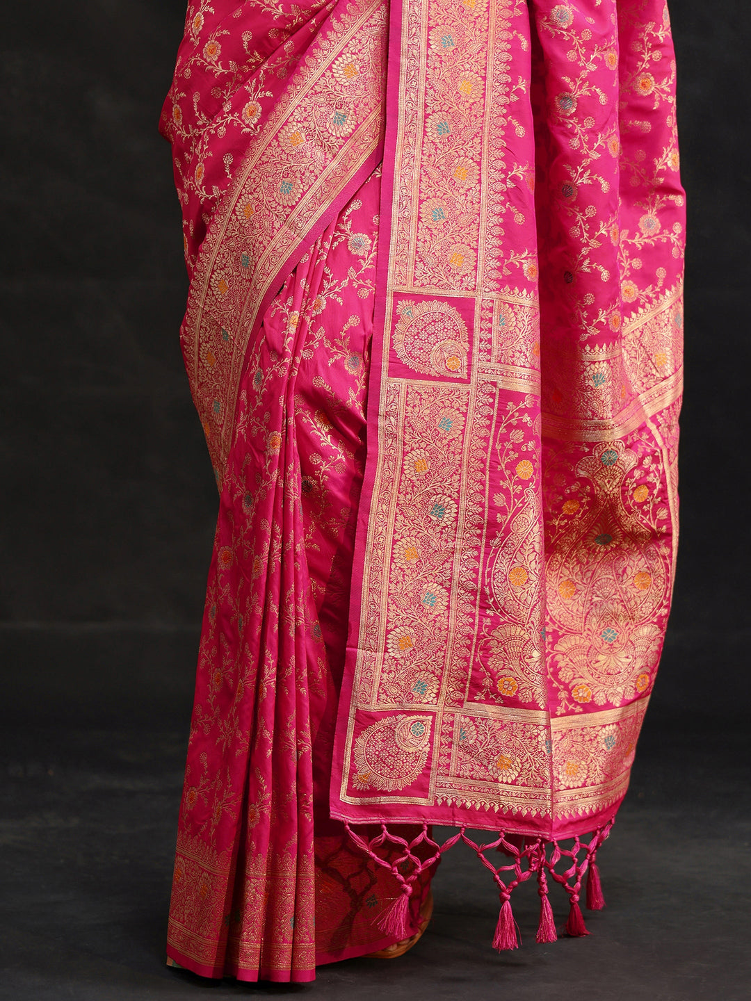Libas Rani Pink Meenakari Banarasi Silk Blend Saree