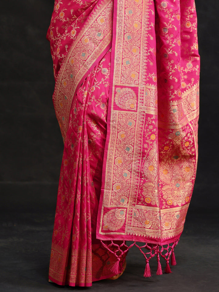 Libas Rani Pink Meenakari Banarasi Silk Blend Saree