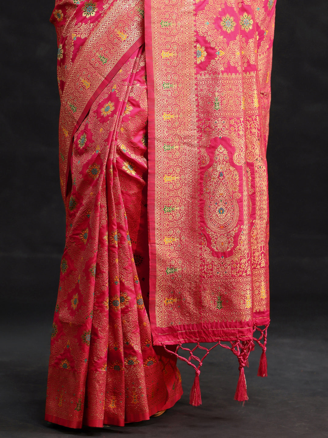 Libas Rani Pink Meenakari Banarasi Silk Blend Saree