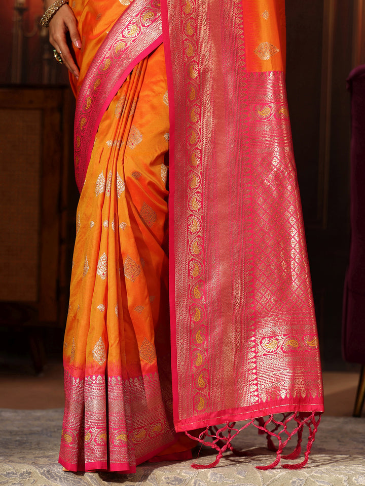 Libas Mustard Banarasi Silk Blend Saree