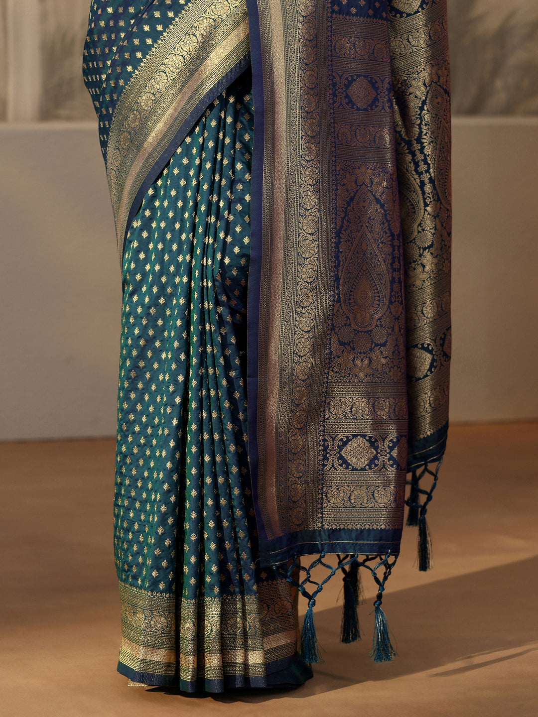 Libas Persian Blue Banarasi Silk Blend Saree