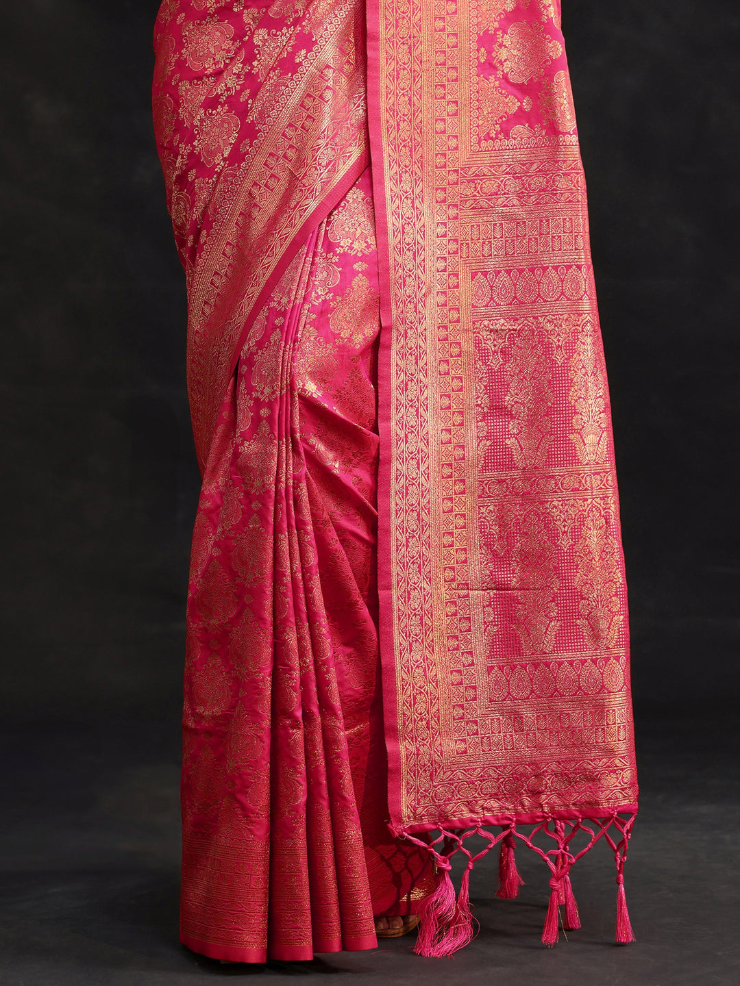 Libas Rani Pink Banarasi Silk Blend Saree