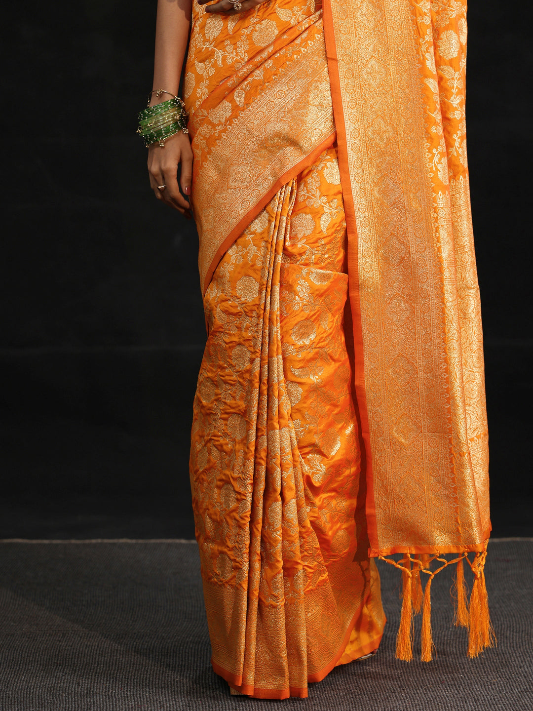 Libas Orange Banarasi Silk Blend Saree