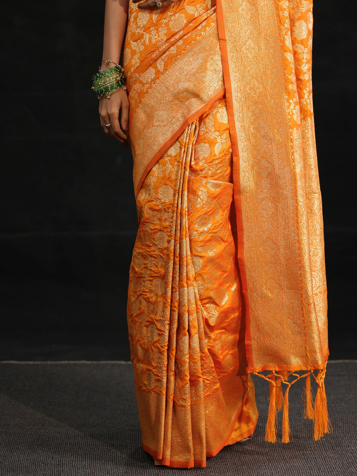Libas Orange Banarasi Silk Blend Saree