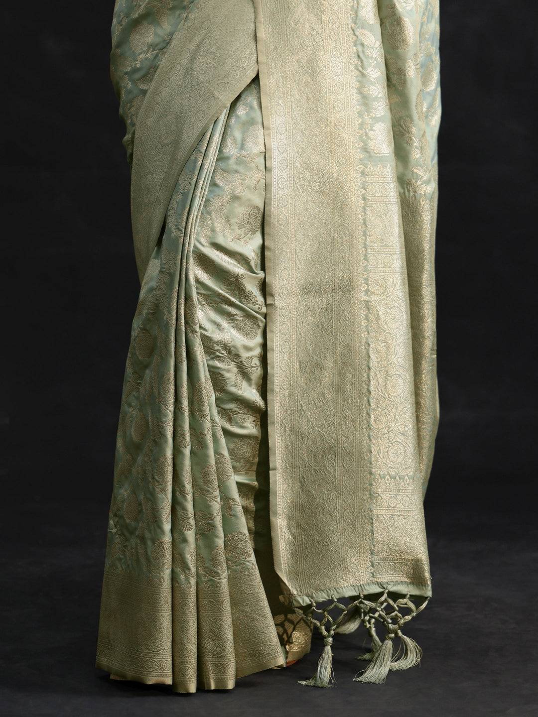 Libas Mint Green Banarasi Silk Blend Saree