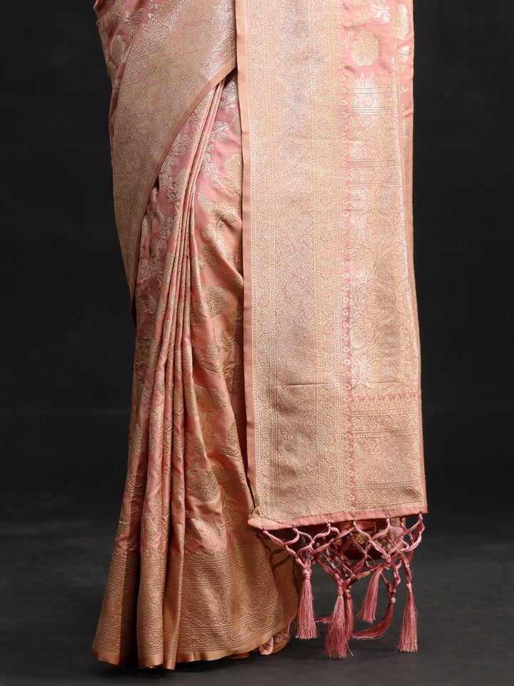 Libas Baby Pink Banarasi Silk Blend Saree