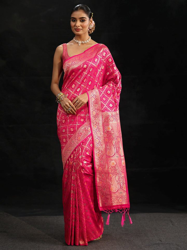 Libas Rani Pink Gharchola Silk Blend Saree
