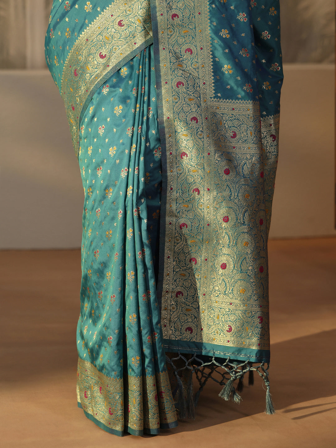 Libas Cerulean Blue Banarasi Silk Blend Saree