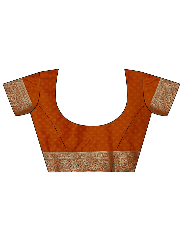 Libas Orange Meenakari Banarasi Silk Blend Saree