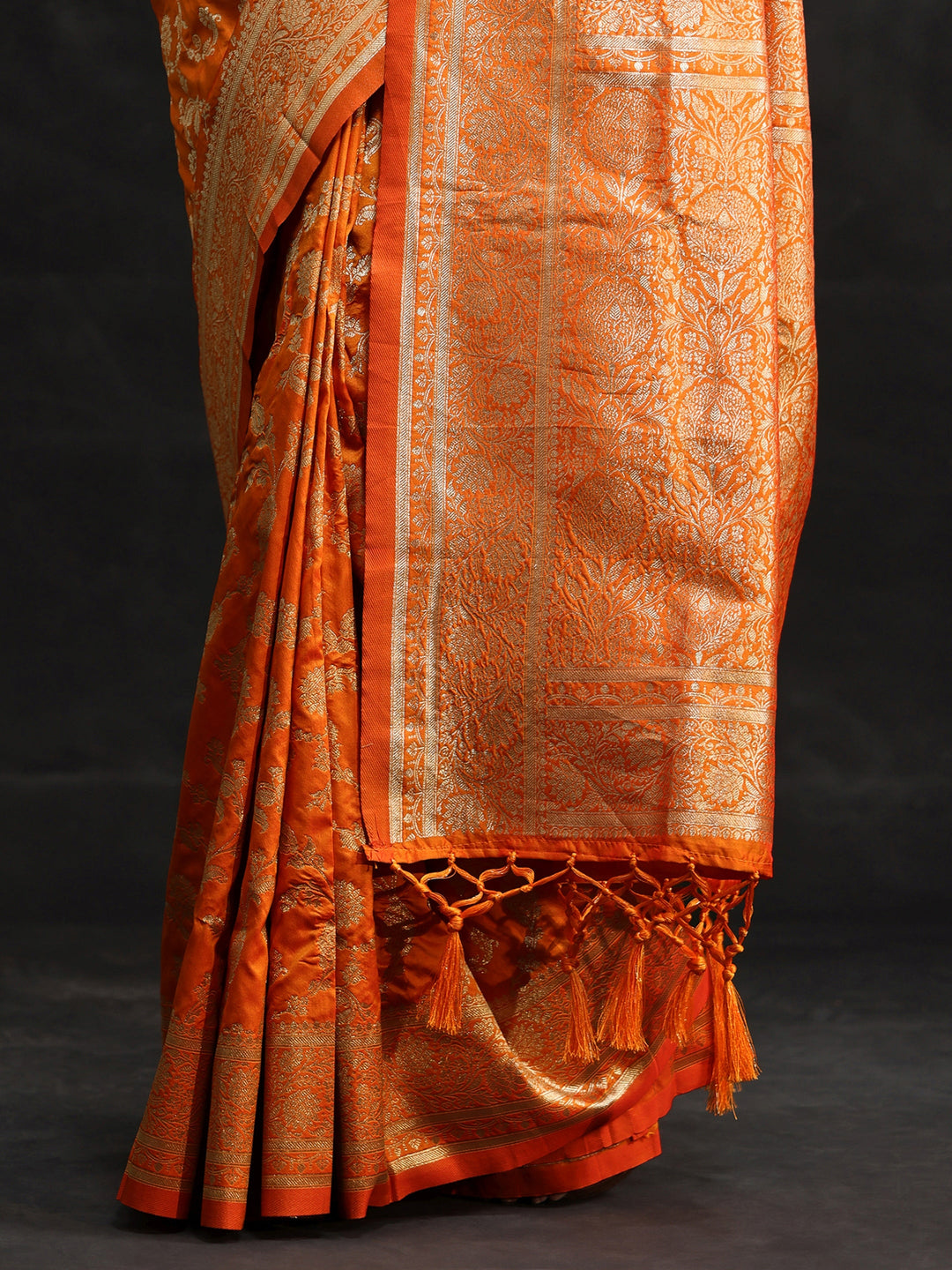 Libas Orange Banarasi Silk Blend Saree