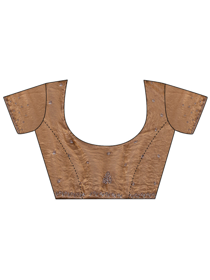 Libas Brown Embellished Tissue Saree
