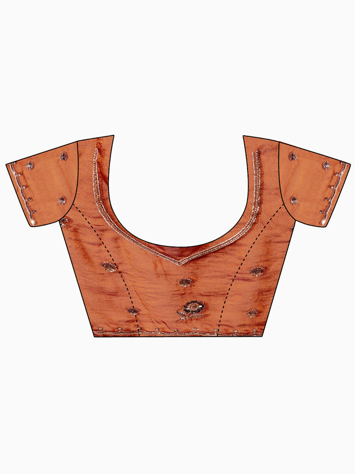 Libas Art Rust Brown Embellished Tissue Saree