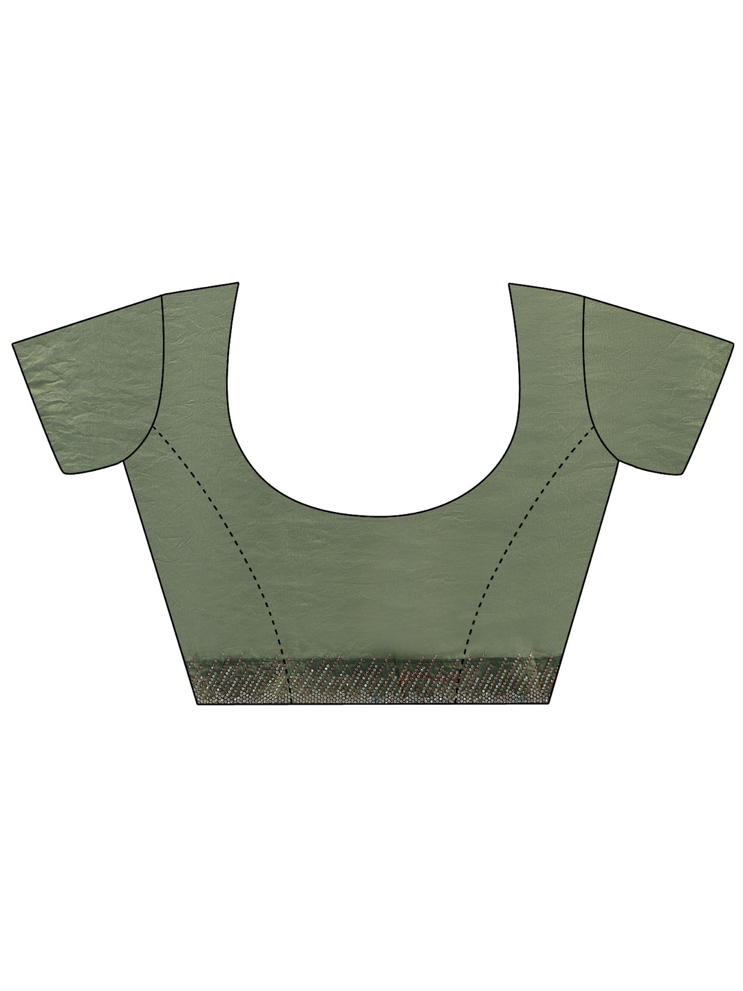 Libas Olive Green Stone Work Striped Embellished Tissue Saree