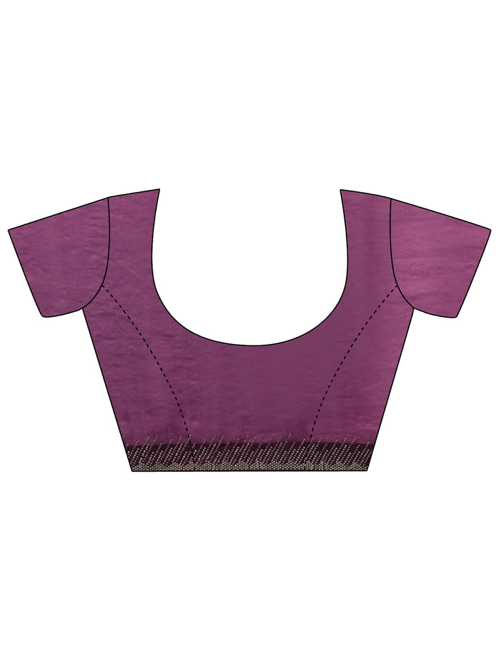 Libas Plum Purple Stone Work Striped Embellished Tissue Saree