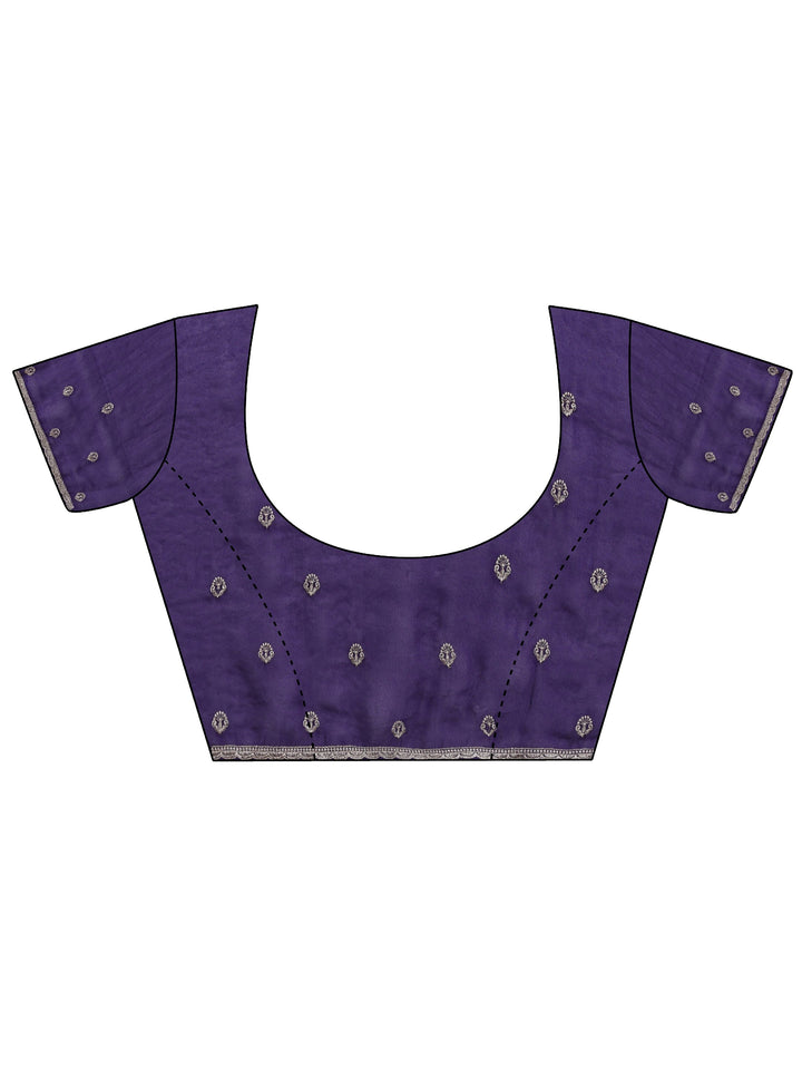 Libas Amethyst Purple Tissue Saree with Floral Embellishments