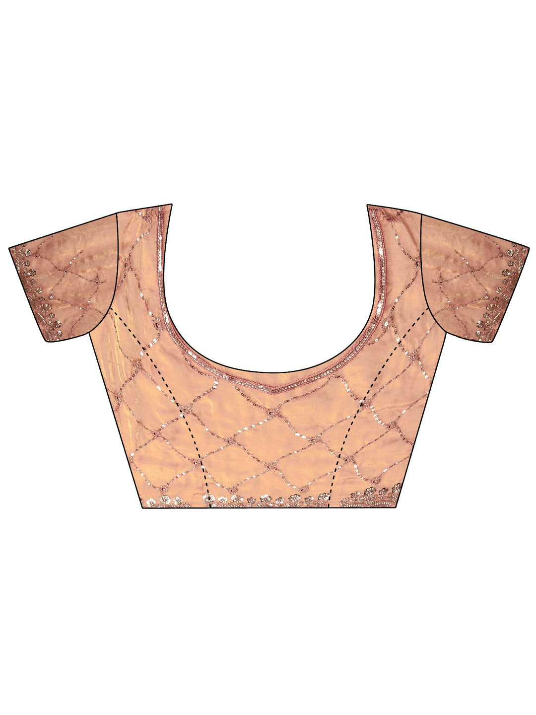 Libas Art Peach Pink Embellished Tissue Saree