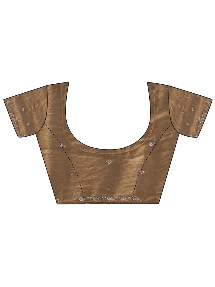 Libas Brown Embellished Tissue Saree