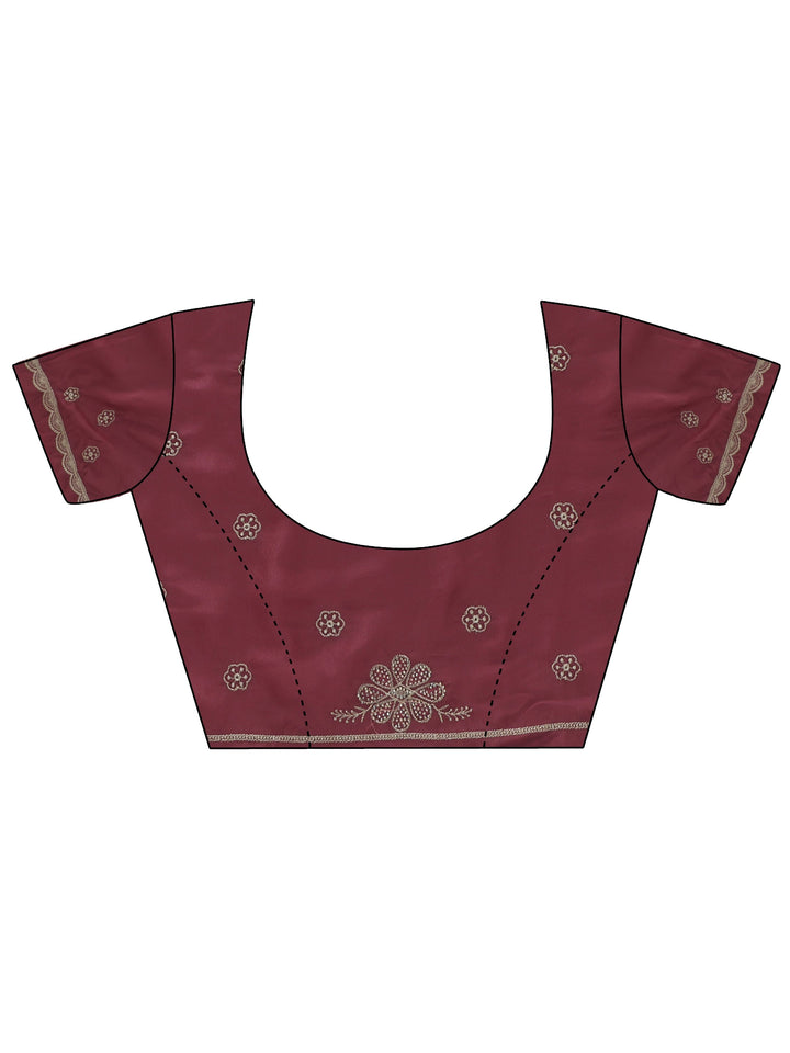 Libas Mauve Floral Embroidered Satin Saree