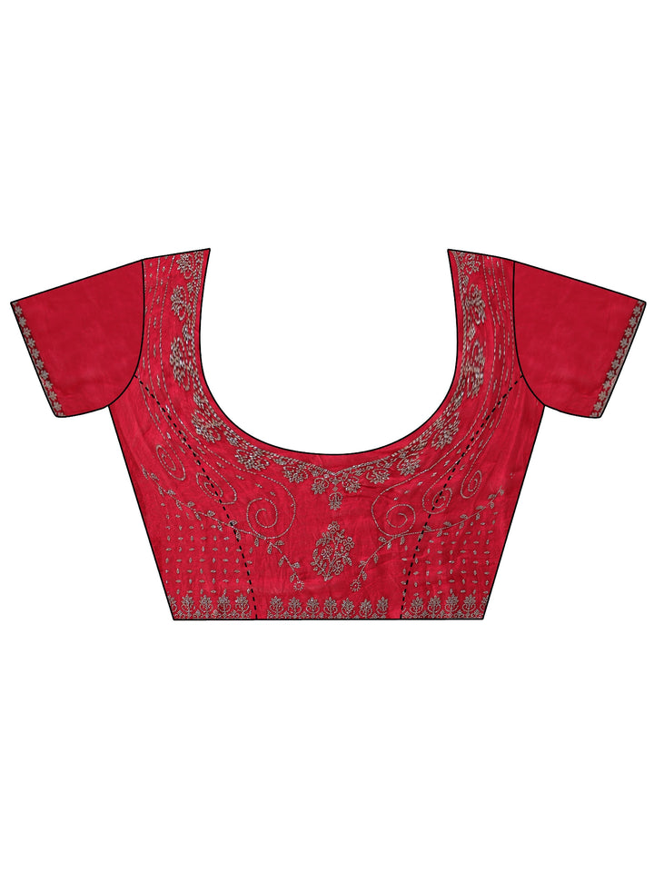 Libas Rose Pink Tissue Saree with Stone Work Border