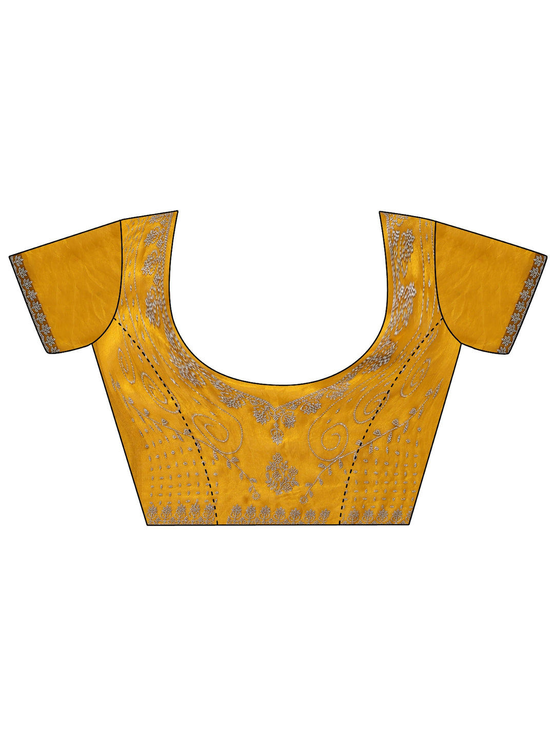 Libas Mustard Yellow Tissue Saree with Stone Work Border
