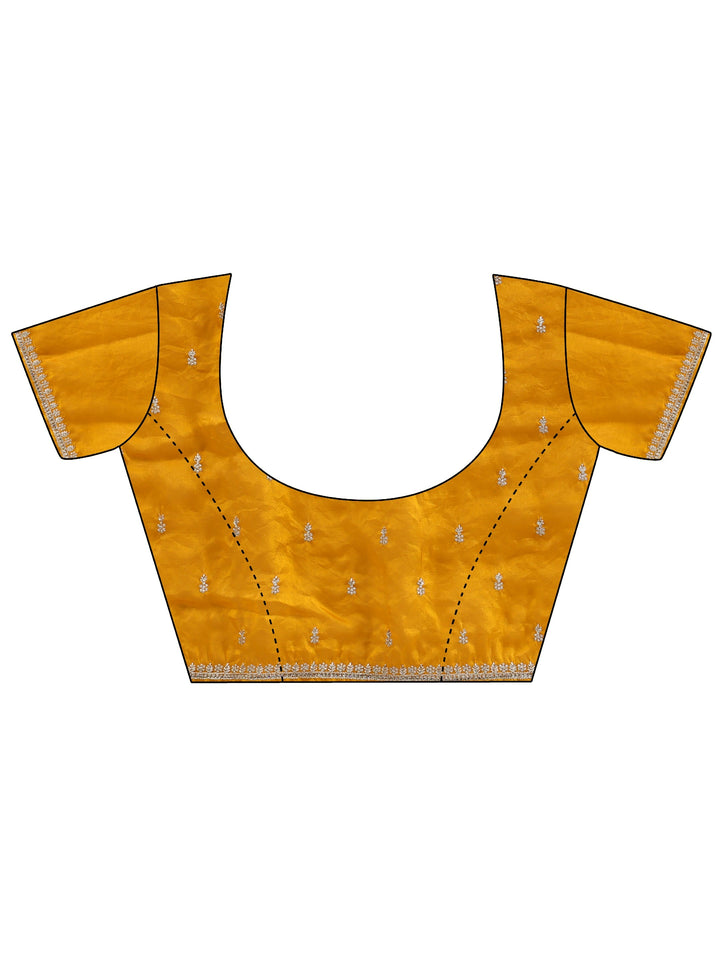 Libas Golden Mustard Embellished Tissue Saree
