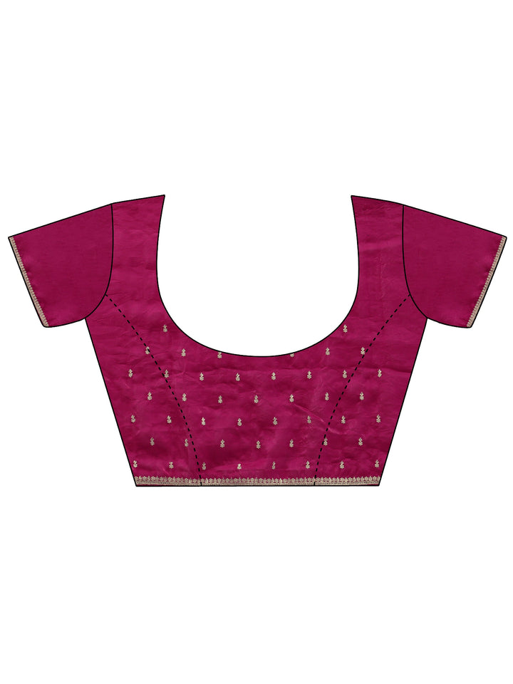 Libas Magenta Pink Embellished Tissue Saree