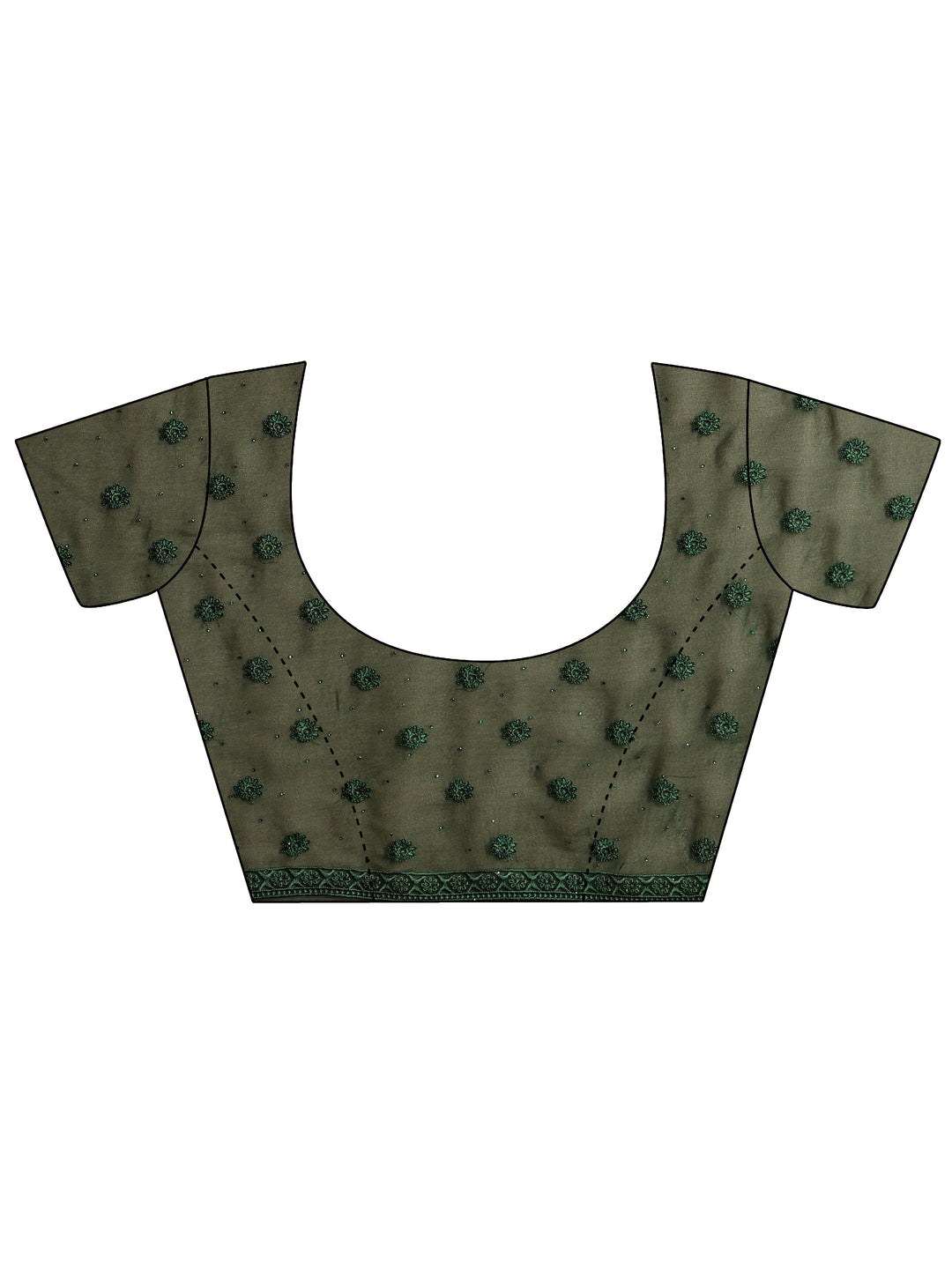 Libas Art Bottle Green Embroidered Georgette Saree