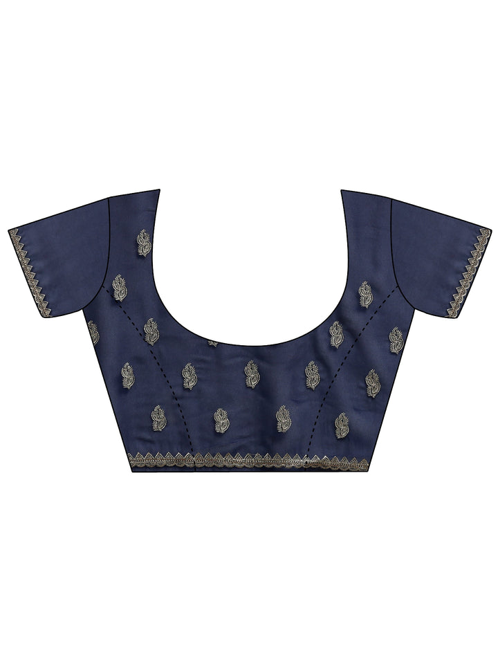 Libas Navy blue Embroidered Georgette Saree