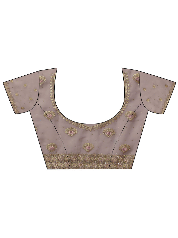Libas Lilac Floral Embroidered Georgette Saree