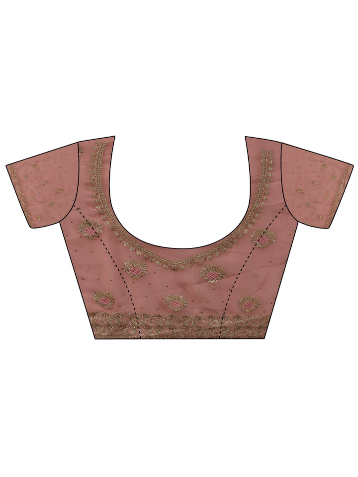 Libas Baby Pink Floral Embroidered Georgette Saree