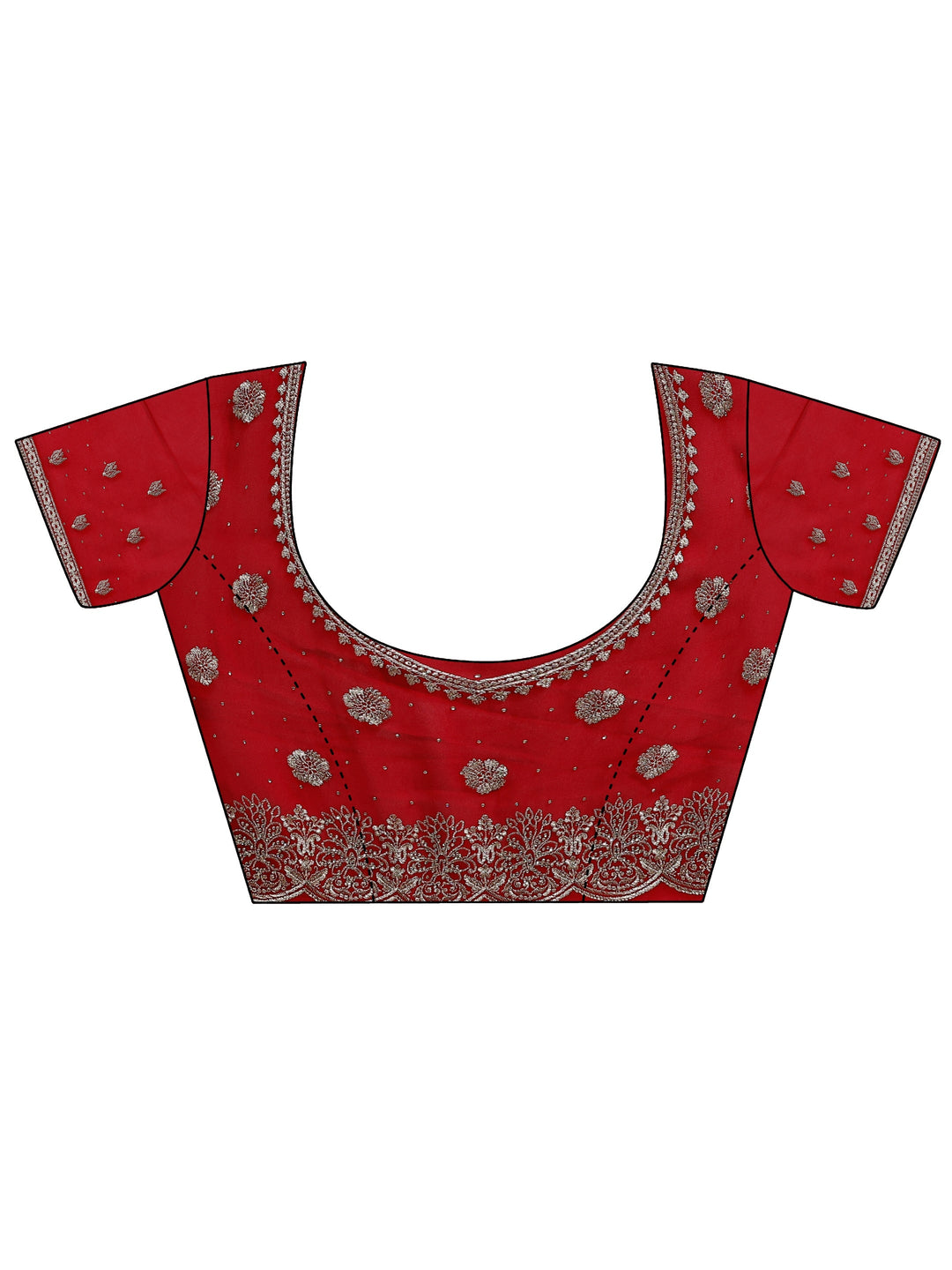 Libas Red Floral Embroidered Georgette Saree