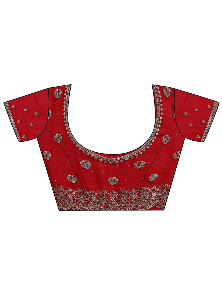 Libas Red Floral Embroidered Georgette Saree