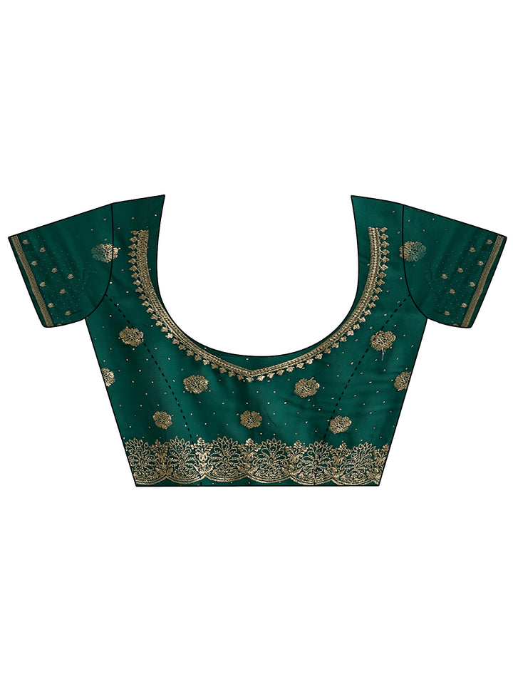 Libas Bottle Green Floral Embroidered Georgette Saree