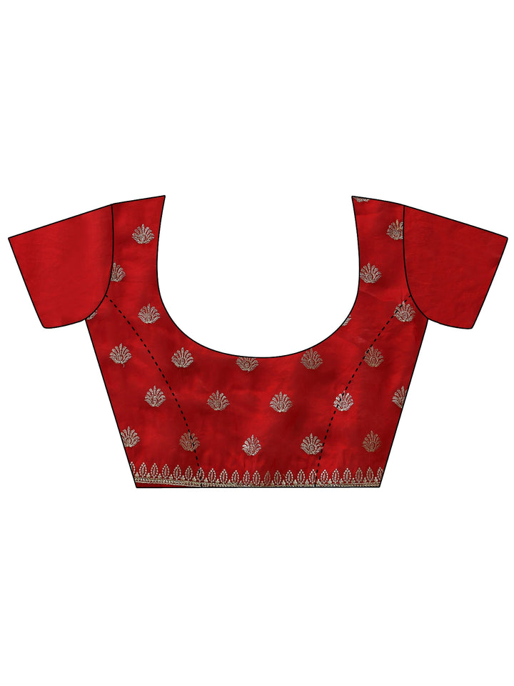 Libas Ruby Red Embellished Tissue Saree