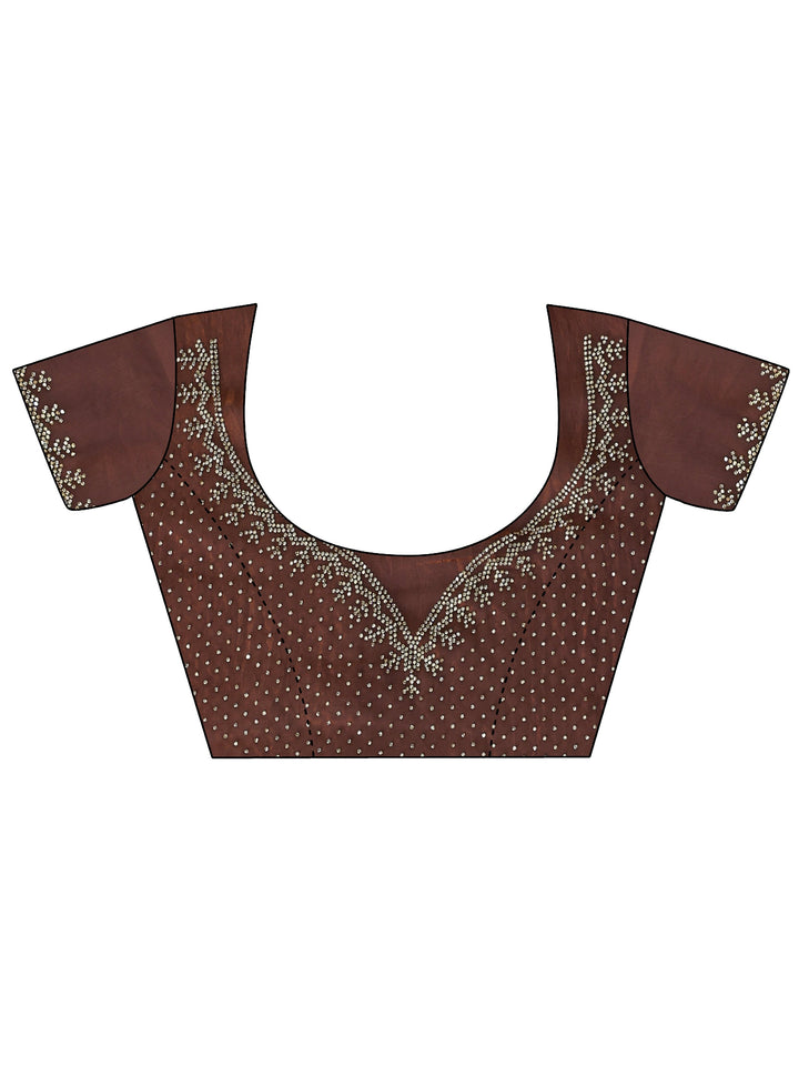 Libas Brown Tissue Saree with Beaded Border